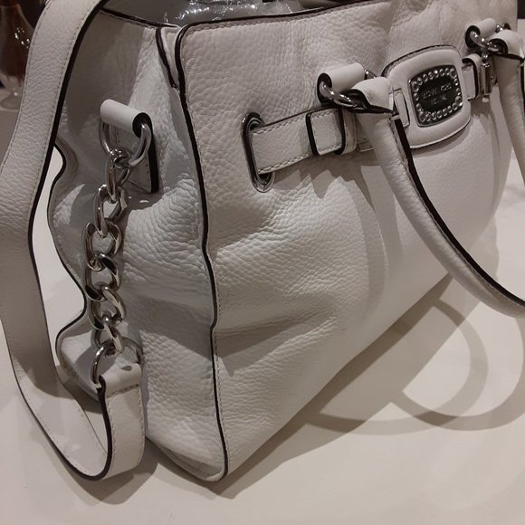 Michael Kors white leather medium bag with silver chain detail - Picture 2 of 13